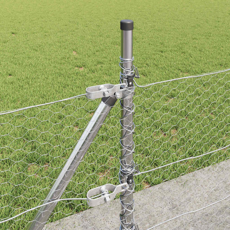 Słupek ogrodzeniowy. Srebrny 100 x 0,4 m (siatka 25 mm) Stal
