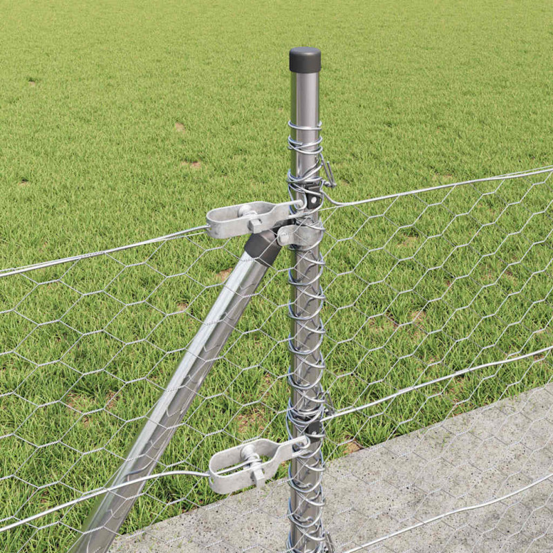 Słupek ogrodzeniowy. Srebrny 100 x 0,4 m (siatka 36 mm) Stal