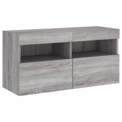 Ścienna szafka TV, z LED, szary dąb sonoma, 80x30x40 cm