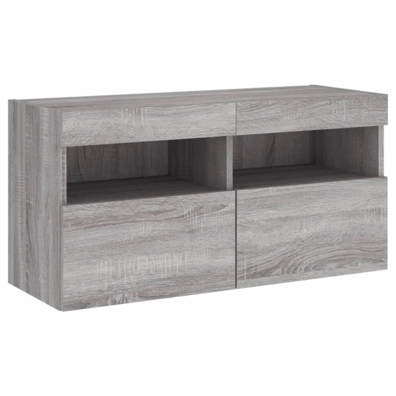Ścienna szafka TV, z LED, szary dąb sonoma, 80x30x40 cm