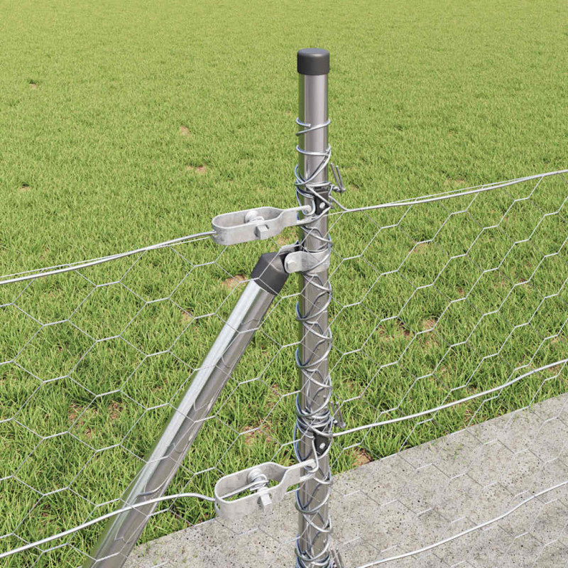 Słupek ogrodzeniowy. Srebrny 100 x 0,4 m (siatka 50 mm) Stal