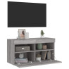 Ścienna szafka TV, z LED, szary dąb sonoma, 80x30x40 cm