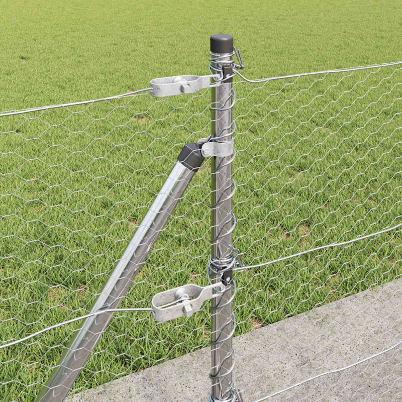 Słupek ogrodzeniowy. Srebrny 100 x 0,6 m (siatka 25 mm) Stal