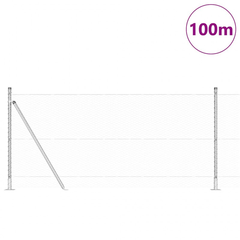 Słupek ogrodzeniowy. Srebrny 100 x 0,8 m (siatka 25 mm) Stal