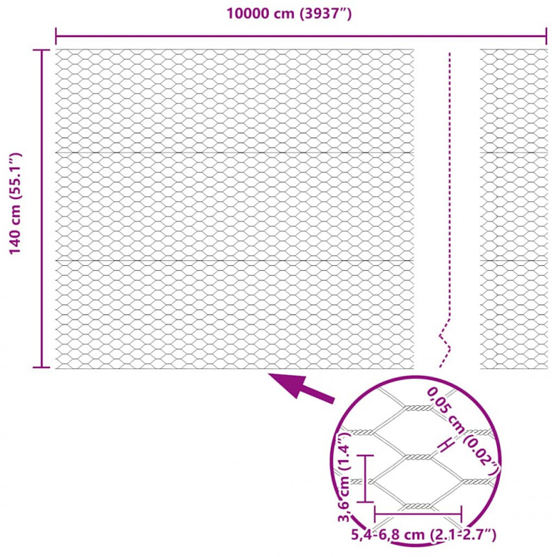 Słupek ogrodzeniowy. Srebrny 100 x 1,4 m (siatka 36 mm) Stal
