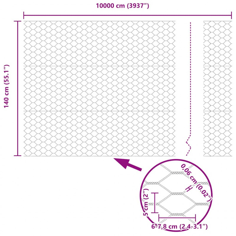 Słupek ogrodzeniowy. Srebrny 100 x 1,4 m (siatka 50 mm) Stal