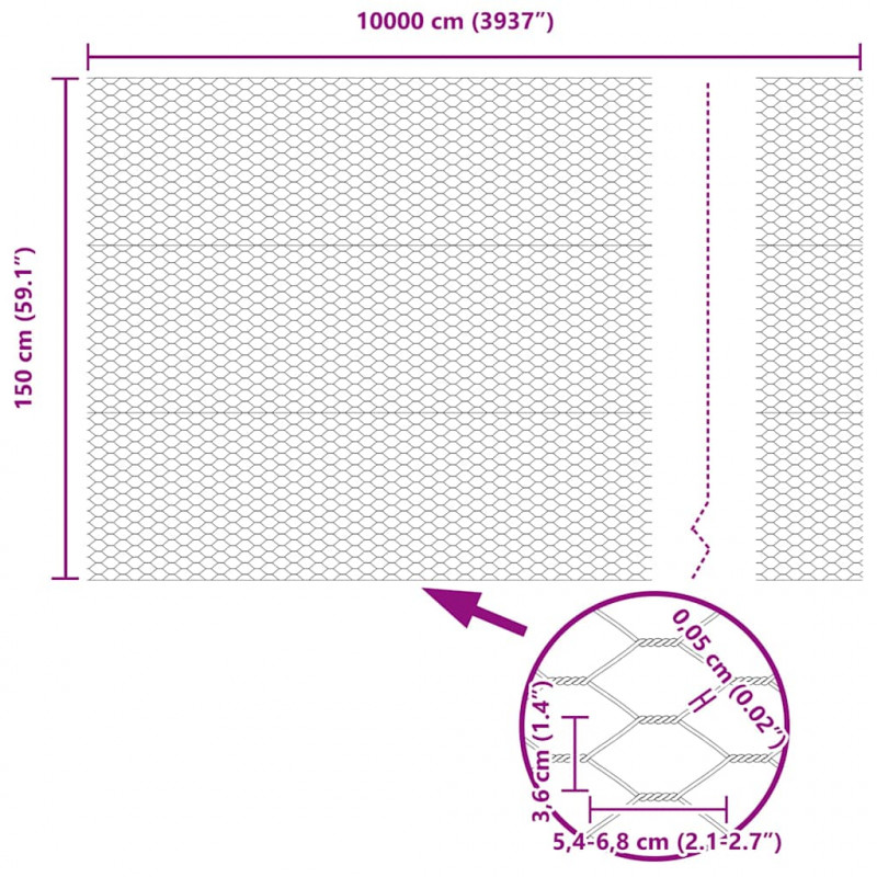 Słupek ogrodzeniowy. Srebrny 100 x 1,5 m (siatka 36 mm) Stal
