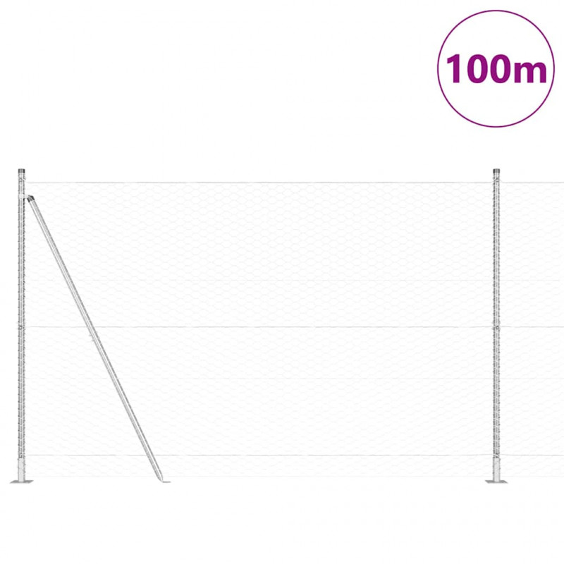 Słupek ogrodzeniowy. Srebrny 100 x 1,6 m (siatka 36 mm) Stal