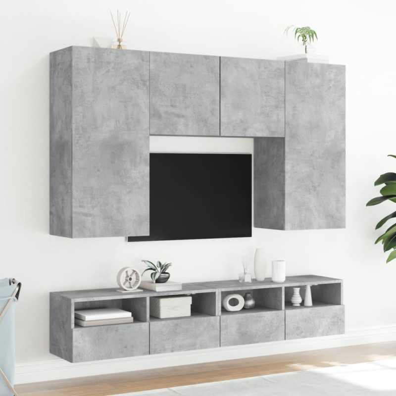 Ścienne szafki TV, 2 szt., szarość betonu, 80x30x30 cm