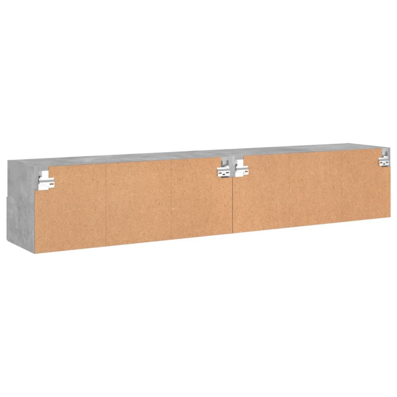 Ścienne szafki TV, 2 szt., szarość betonu, 80x30x30 cm