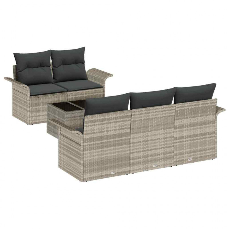 Zestaw Sof na Ogród z poduszką 6 pcs Jasnoszary i ciemnoszary