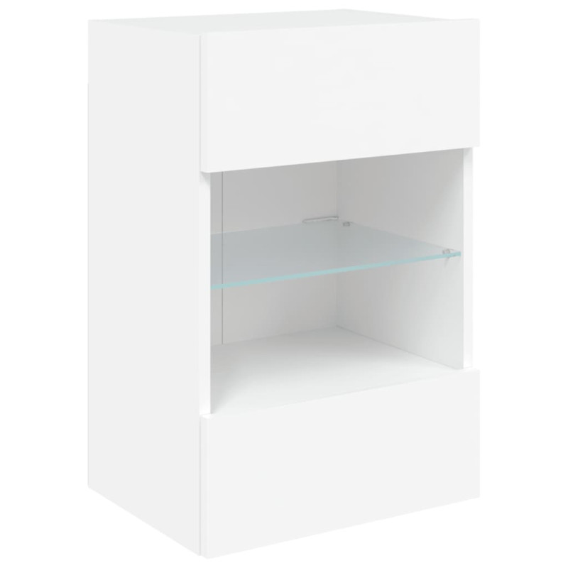 Ścienna szafka TV z LED, biała, 40x30x60,5 cm