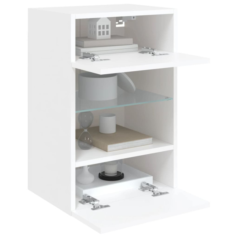 Ścienna szafka TV z LED, biała, 40x30x60,5 cm