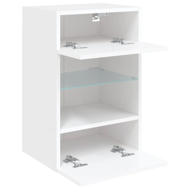 Ścienna szafka TV z LED, biała, 40x30x60,5 cm