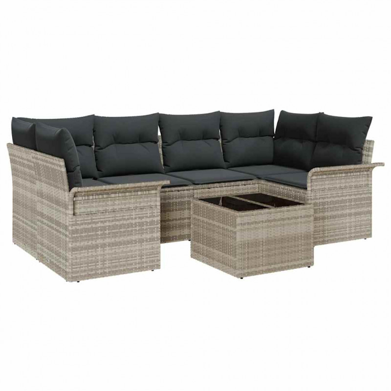 Zestaw Sof na Ogród z poduszką 7 pcs Jasnoszary i ciemnoszary