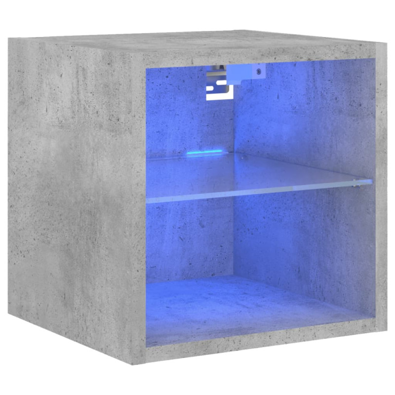 Ścienna szafka TV z LED, szarość betonu, 30x28,5x30 cm