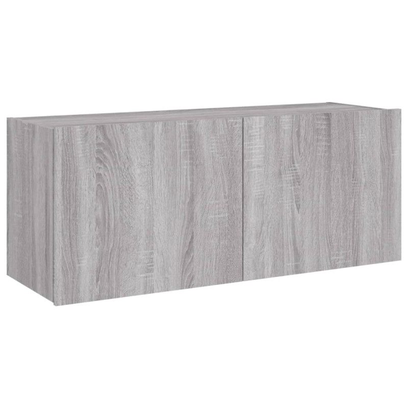 Ścienna szafka TV z LED, szary dąb sonoma, 100x35x41 cm
