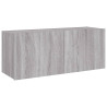 Ścienna szafka TV z LED, szary dąb sonoma, 100x35x41 cm