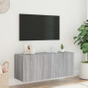 Ścienna szafka TV z LED, szary dąb sonoma, 100x35x41 cm