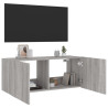 Ścienna szafka TV z LED, szary dąb sonoma, 100x35x41 cm