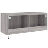 Ścienna szafka TV z LED, szary dąb sonoma, 100x35x41 cm