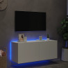 Ścienna szafka TV z LED, biała, 100x35x41 cm