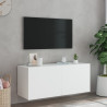 Ścienna szafka TV z LED, biała, 100x35x41 cm
