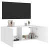 Ścienna szafka TV z LED, biała, 100x35x41 cm