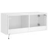 Ścienna szafka TV z LED, biała, 100x35x41 cm