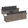 Zestaw Sof na Ogród 9 pcs Szary Polirattan, stal i szkło
