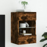 Ścienna szafka TV z LED, przydymiony dąb, 40x30x60,5 cm