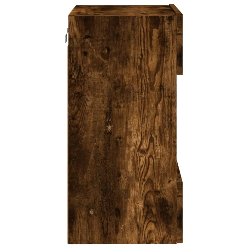 Ścienna szafka TV z LED, przydymiony dąb, 40x30x60,5 cm