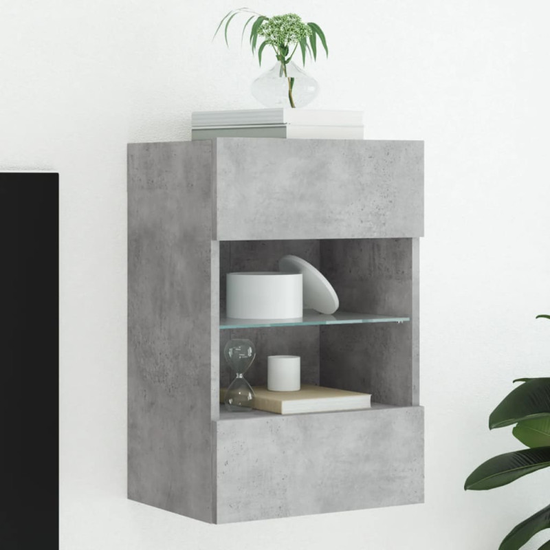 Ścienna szafka TV z LED, szarość betonu, 40x30x60,5 cm