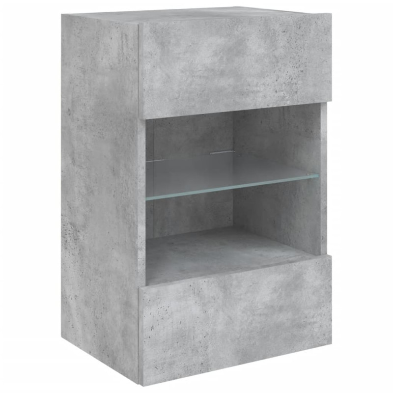 Ścienna szafka TV z LED, szarość betonu, 40x30x60,5 cm