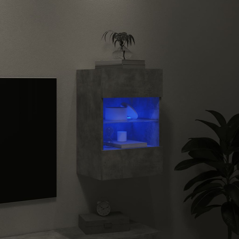 Ścienna szafka TV z LED, szarość betonu, 40x30x60,5 cm