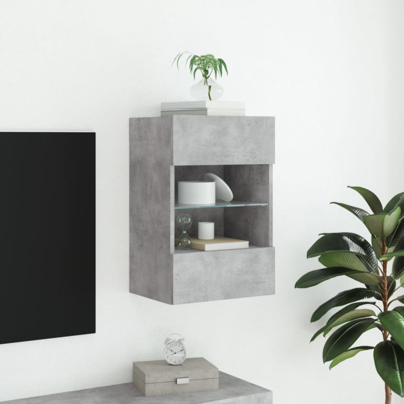 Ścienna szafka TV z LED, szarość betonu, 40x30x60,5 cm