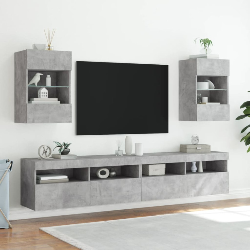 Ścienna szafka TV z LED, szarość betonu, 40x30x60,5 cm
