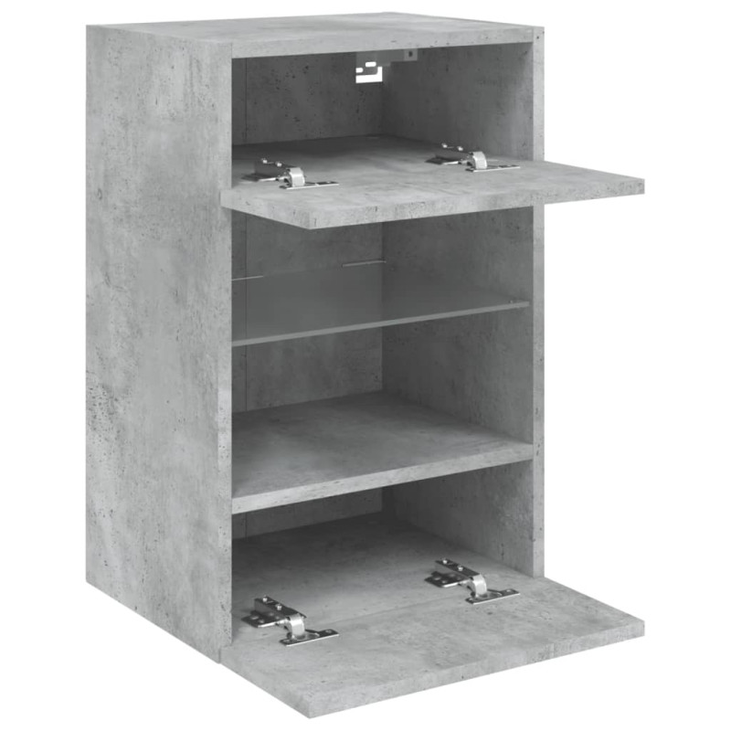 Ścienna szafka TV z LED, szarość betonu, 40x30x60,5 cm