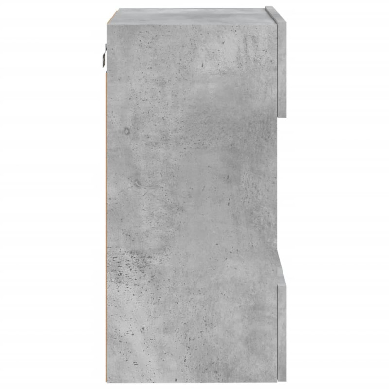 Ścienna szafka TV z LED, szarość betonu, 40x30x60,5 cm