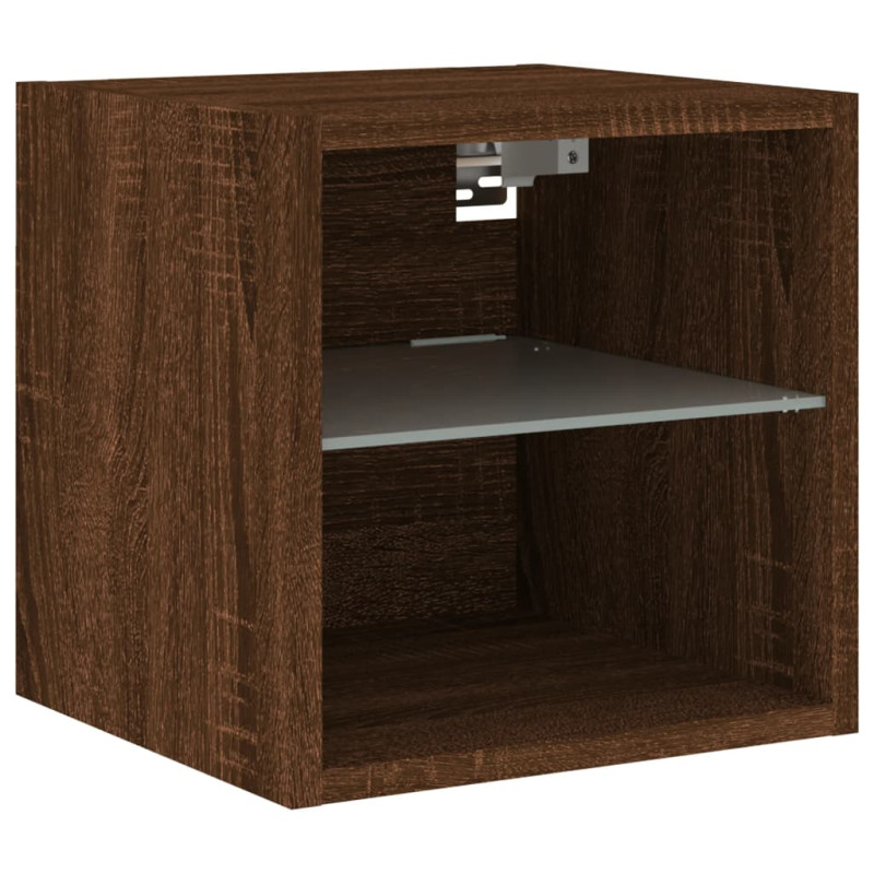 Ścienna szafka TV z LED, brązowy dąb, 30x28,5x30 cm