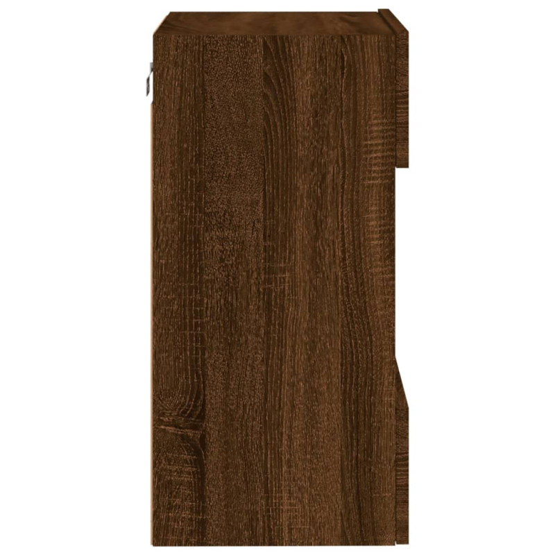Ścienna szafka TV z LED, brązowy dąb, 40x30x60,5 cm