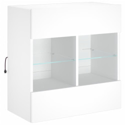 Ścienna szafka TV z LED, biała, 58,5x30x60,5 cm