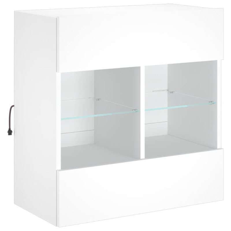 Ścienna szafka TV z LED, biała, 58,5x30x60,5 cm