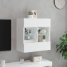 Ścienna szafka TV z LED, biała, 58,5x30x60,5 cm