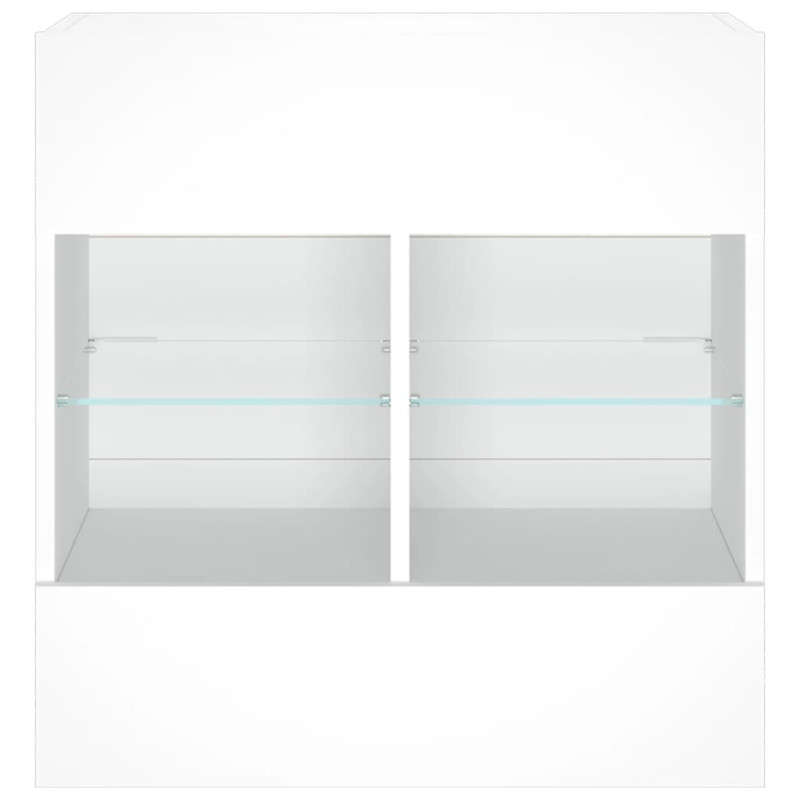 Ścienna szafka TV z LED, biała, 58,5x30x60,5 cm