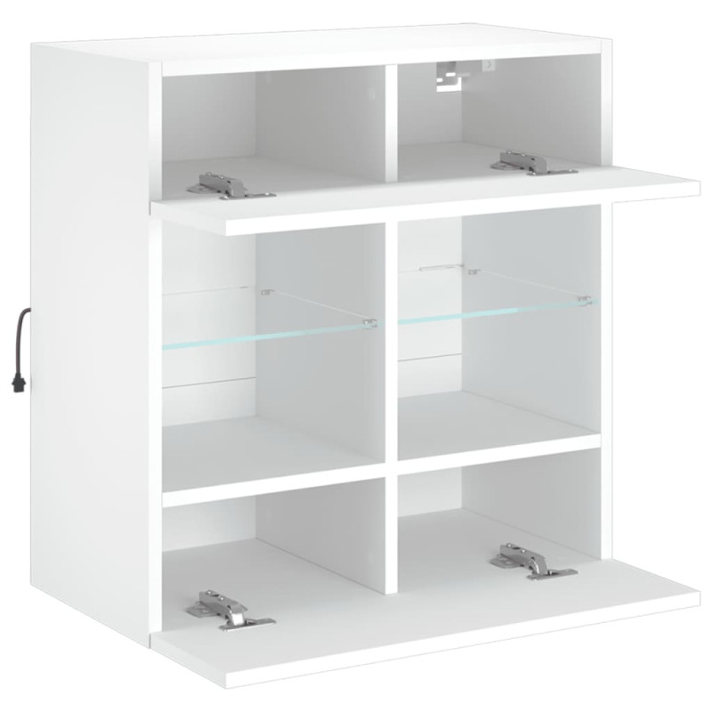 Ścienna szafka TV z LED, biała, 58,5x30x60,5 cm