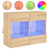 Ścienna szafka TV z LED, dąb sonoma, 78,5x30x60,5 cm
