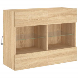 Ścienna szafka TV z LED, dąb sonoma, 78,5x30x60,5 cm