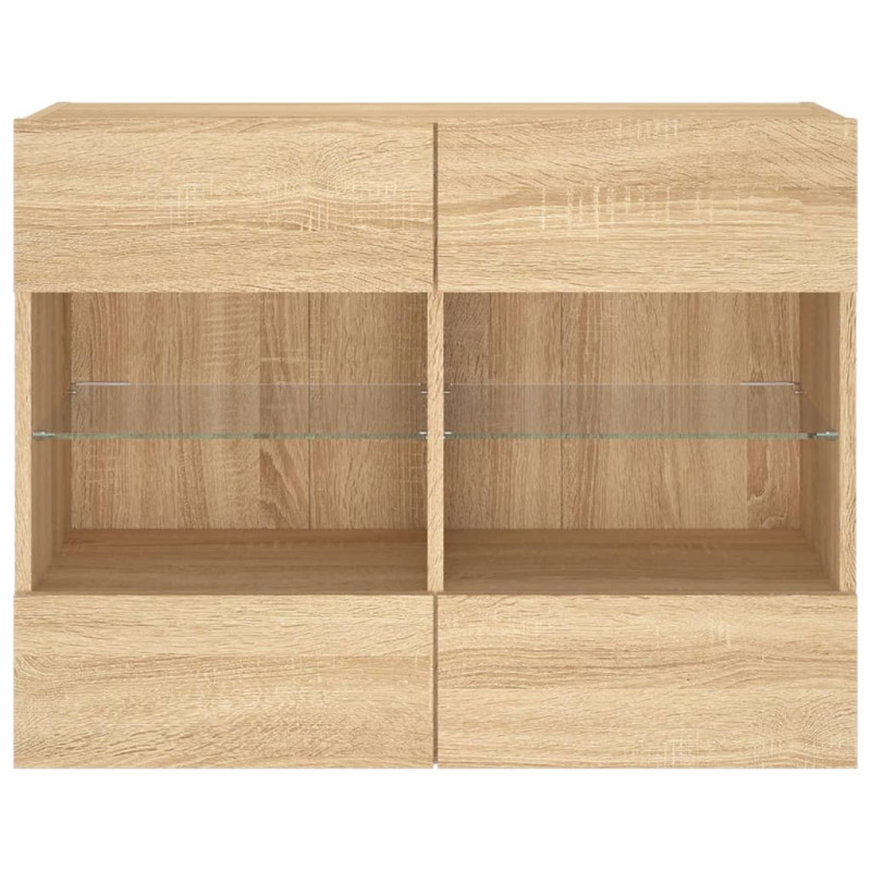 Ścienna szafka TV z LED, dąb sonoma, 78,5x30x60,5 cm
