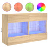 Ścienna szafka TV z LED, dąb sonoma, 98,5x30x60,5 cm